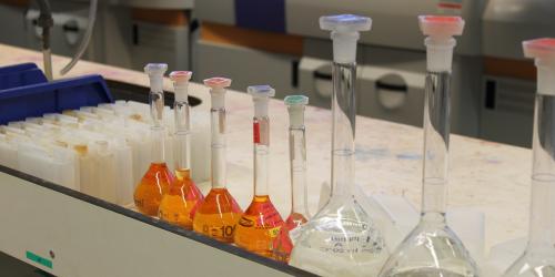 Laboratory glassware used for fertilizer analysis